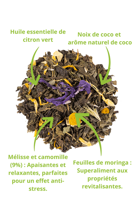 Composition Tisane Noix de coco - Citron vert Bio (Zeste de Paradis)