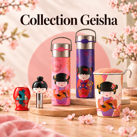 Boîte à thé New Little Geisha dans un décor de dégustation Papothé