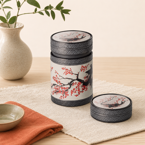 Boîte à Thé Japonaise Akashi 150g – Double Couvercle