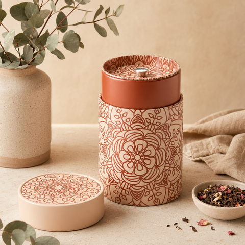 Boîte à Thé Mandala 150g – Double Couvercle