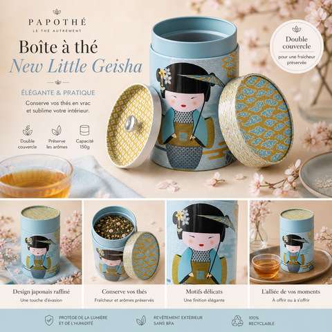 Boîte à Thé Métal New Little Geisha Double Couvercle 150g
