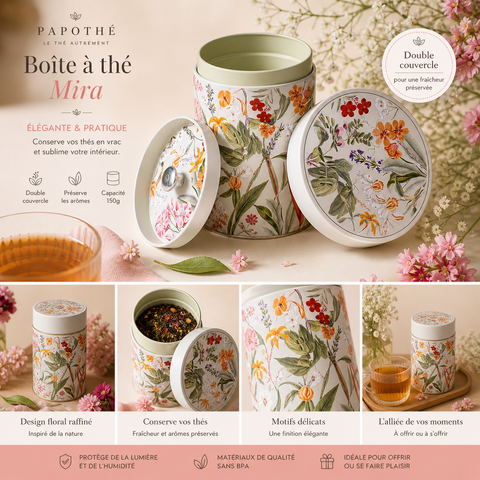 Boîte à Thé Métal Mira Double Couvercle 150g