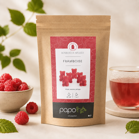 Mit Himbeeren angereicherte Bonbons