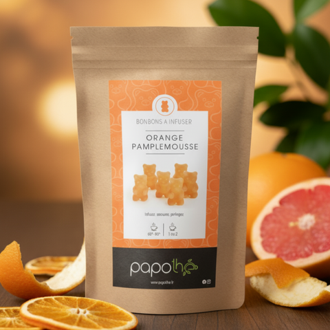 Découvrez le Bonbon à Infuser Orange Pamplemousse, une expérience gustative vivifiante, où la douceur de l’orange s’allie à la légère amertume du pamplemousse pour une infusion zestée et équilibrée.