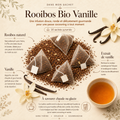 Image Dans mon sachet Rooibos Bio Vanille Papothé avec rooibos naturel, extrait de vanille et vanille, une infusion sans théine en 20 sachets pyramide pour une pause douce et réconfortante