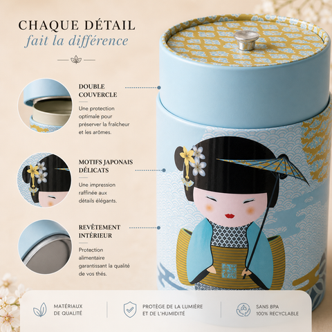 Boîte à Thé Métal New Little Geisha Double Couvercle 150g