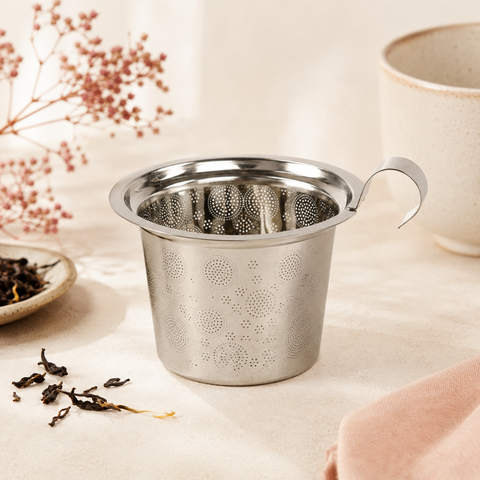 Filtre à thé en acier inoxydable compatible avec les tisanières TeaEve Eigenart. Idéal pour remplacer un filtre usé, perdu ou abîmé et préparer facilement son thé en vrac Papothé.