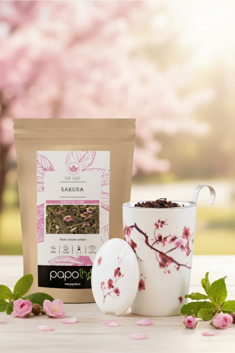 Duo Printemps Japonais : Mug Double Paroi + Thé Sakura (100g)