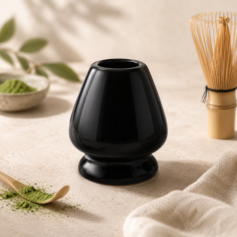 Le Kusenaoshi – Repose-Fouet Matcha en Céramique Noire