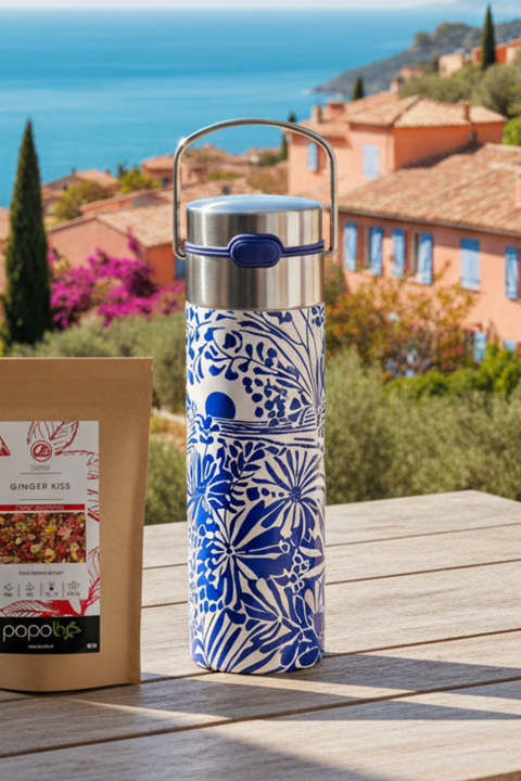 Thermos Infuseur à Thé Côte d’Azur – 500 ml Inox Isotherme avec Filtre