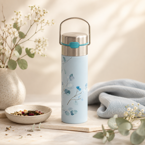 Thermos Infuseur à Thé Eucalyptus – 500 ml Inox Isotherme avec Filtre
