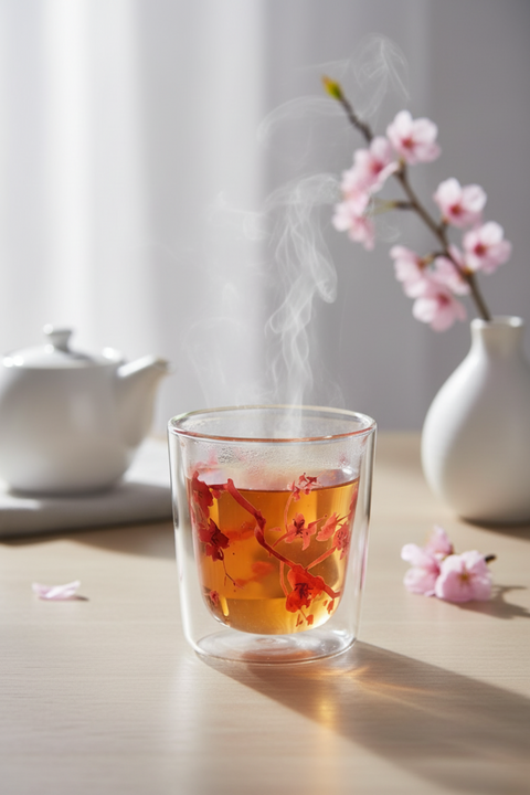 Verre double paroi fleurs de cerisier