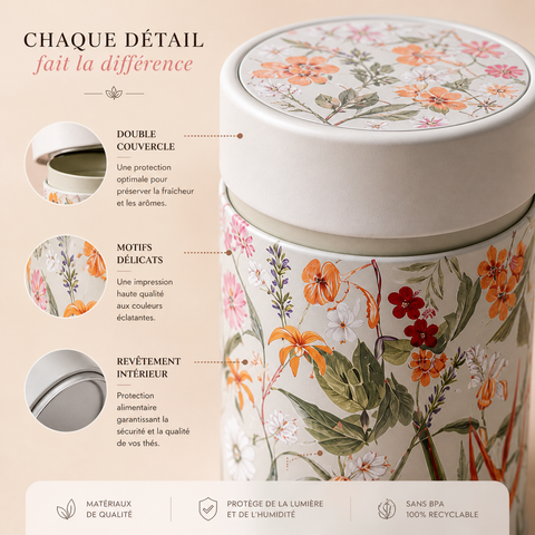 Boîte à Thé Métal Mira Double Couvercle 150g