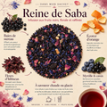 Infusion Reine de Saba Papothé, une boisson fruitée sans théine aux fruits noirs et notes florales, parfaite pour remplacer une boisson sucrée par une pause gourmande chaude ou glacée.