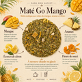 Visuel Dans mon sachet du Maté Go Mango Papothé, un maté exotique à la mangue, ananas et citron, idéal pour préparer une boisson fruitée chaude ou glacée à la place d’un soda.
