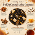Visuel Dans mon sachet du Pu Erh Caramel Ambre Gourmand Papothé, un thé profond au caramel, coco et cannelle, idéal pour une pause chaude ou glacée douce, réconfortante et gourmande.