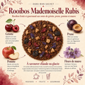 Image Dans mon sachet du Rooibos Mademoiselle Rubis Papothé, un rooibos fruité à la griotte, prune, pomme et fleurs de mauve, parfait pour une pause gourmande chaude ou glacée.