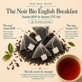 Thé Noir Bio English Breakfast Papothé en 20 sachets pyramide, mélange Assam BOP et Assam CTC idéal pour une tasse corsée, maltée et réconfortante au petit-déjeuner.