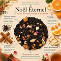 Thé Noir Noël Éternel Papothé, mélange bio orange cannelle avec thé noir Assam, pomme et cardamome, idéal pour une pause chaude, festive et réconfortante en hiver.