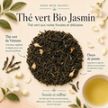 Thé vert Bio Jasmin Papothé, un thé vert du Vietnam aux fleurs de jasmin, idéal pour une pause florale, douce et sereine au quotidien.