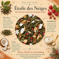 Dans mon sachet Thé Vert Étoile des Neiges Papothé, un mélange framboise crème avec coco et thé vert pour une pause gourmande, douce et cocooning.