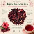 Tisane Bio Ama Rose Papothé 100 % fleurs d’hibiscus, une infusion florale et acidulée à la robe rubis, idéale chaude ou glacée pour une pause fraîche et légère.