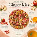 Dans mon sachet Tisane Ginger Kiss Papothé avec gingembre, pomme, fraise lyophilisée et fleur de souci, une infusion sans théine idéale pour une pause fruitée, épicée et réconfortante.