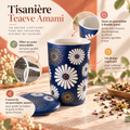 Tisanière Teaeve Amani en porcelaine double paroi avec filtre micro-perforé en acier inoxydable et couvercle assorti - Papothé